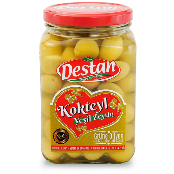 DESTAN GREEN OLIVES COCTAIL 900G GLASS
